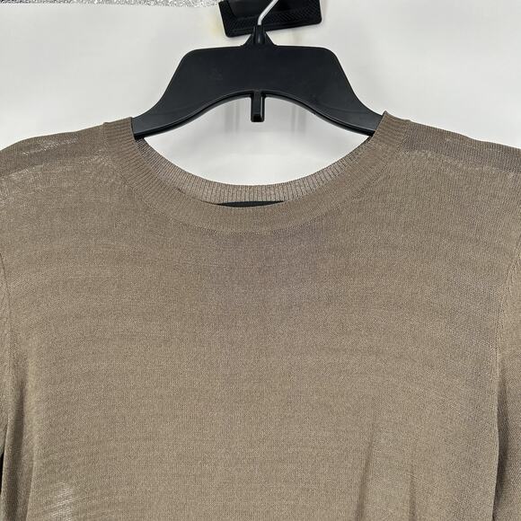 Trouve Lightweight Sweater Top Brown Open Back Semi Sheer Long Sleeve Size XS - Picture 2 of 10